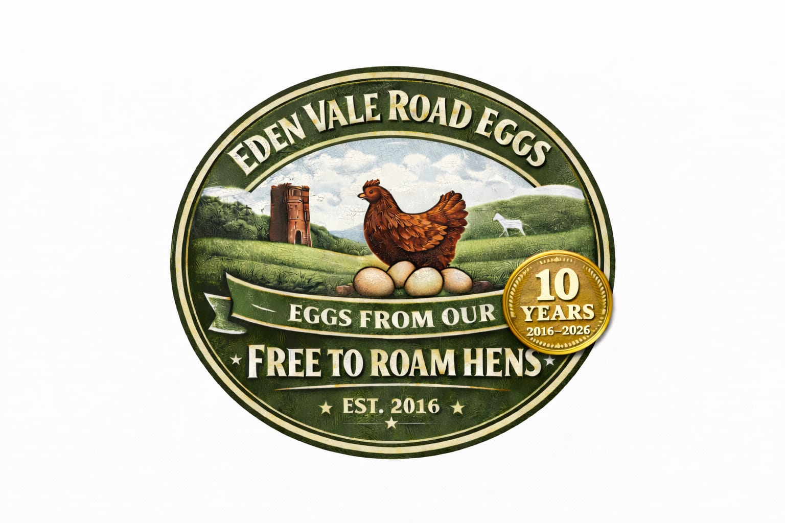 Eden Vale Road Eggs 10 years logo
